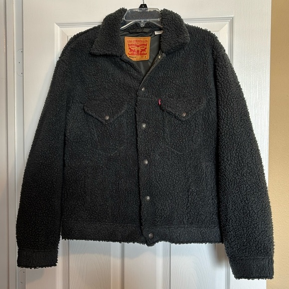 Levi’s men’s black vintage fit Sherpa jacket size small - Picture 1 of 10